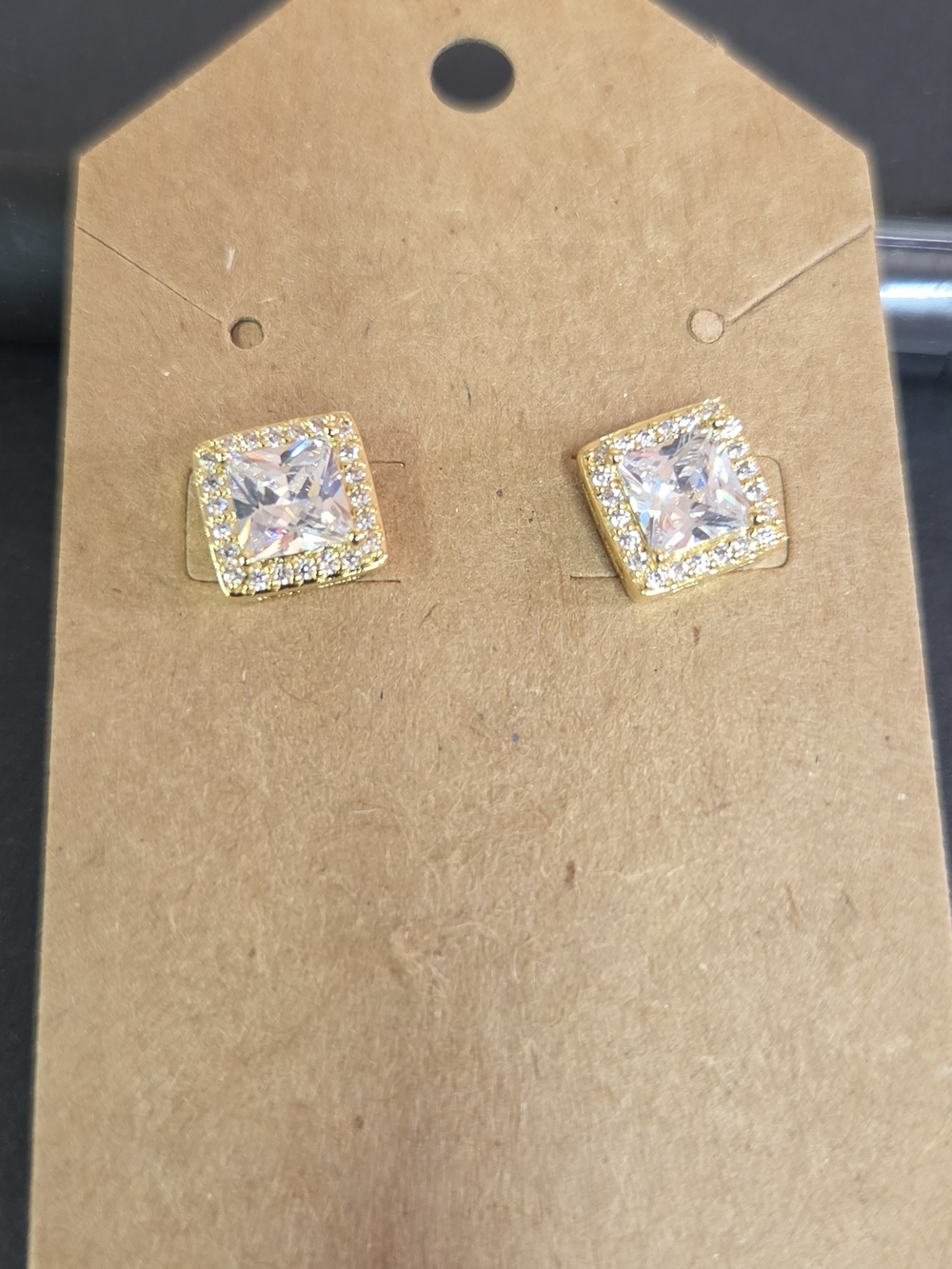Rocksboxs Gold Square Halo Earrings - Women Jewelry